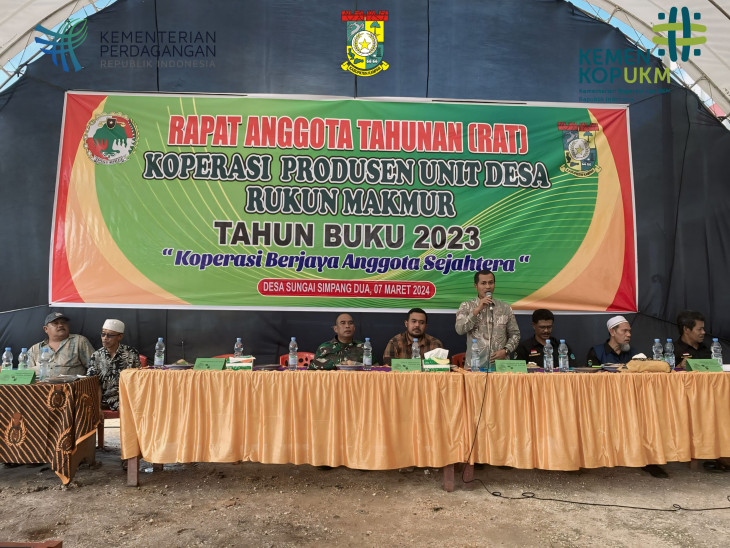 Kadis Disperdagkop & UMK Kab.Kampar Diwakili Pengawas Koperasi Muda Menghadiri RAT KPUD Rukun Makmur